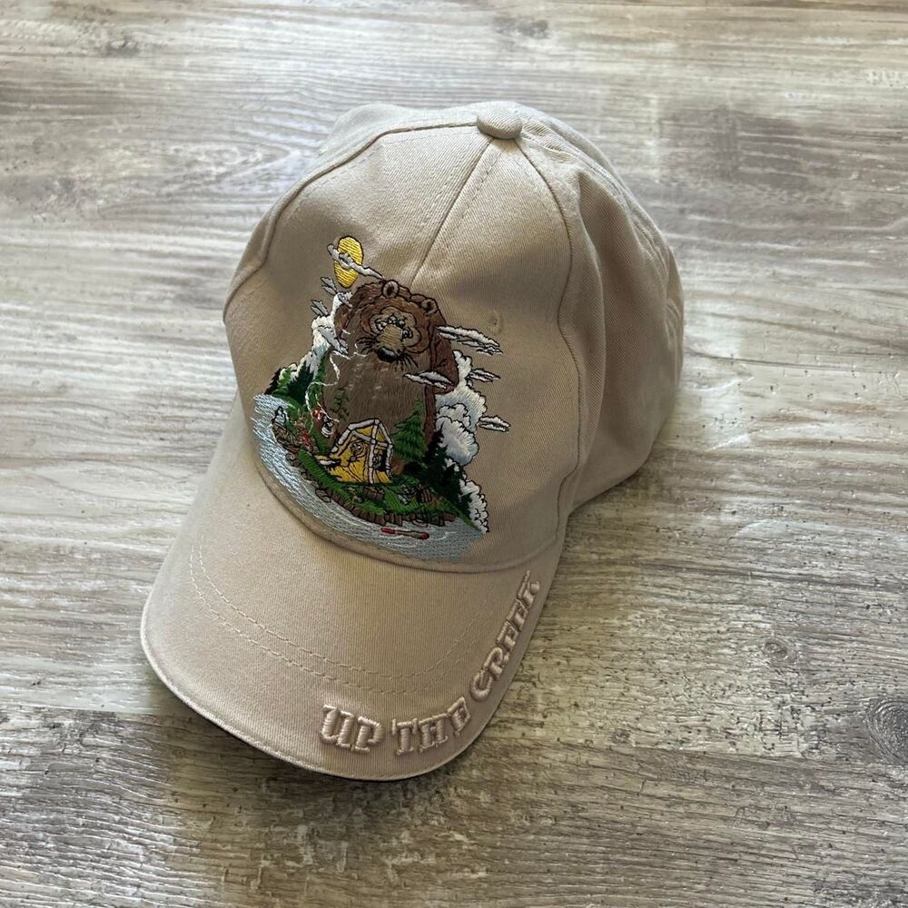 Authentic Vintage 90s/Y2K Shasta Wear outdoors hiking tan bear embroidered hat